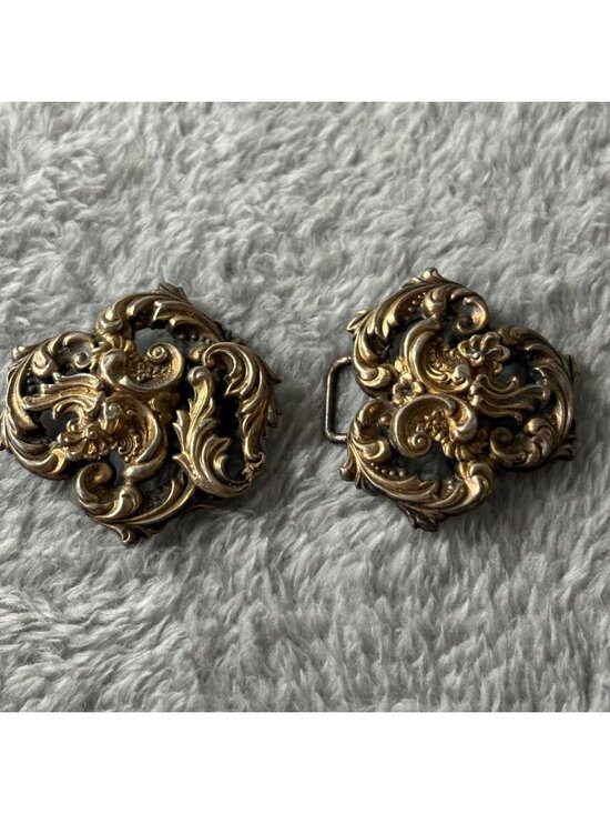 Vintage Art Nouveau Sterling Silver Belt Loops Buckle Two Piece Womens Stamped main image 7